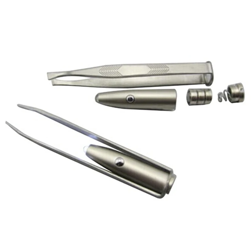 Пинцет для ресниц из нержавеющей стали светодиодный макияжа инструмент удаления