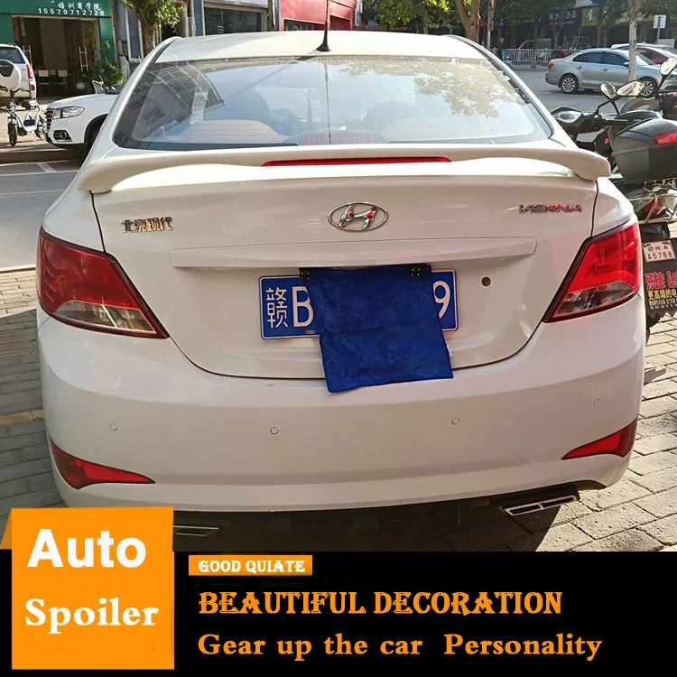 Для 2010 2016 Hyundai Verna спойлер спортивный с тормозными огнями ABS Материал заднее крыло