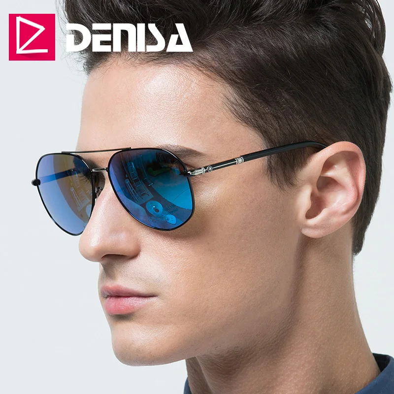 Солнцезащитные очки авиаторы DENISA G98163 мужские поляризационные зеркальные