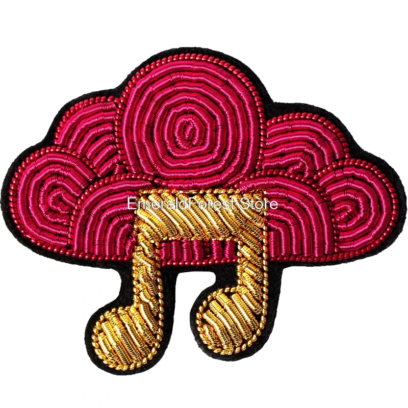 Indian Silk Handmade Embroidery Red Music Cloud Brooch Female Accessory Pins Decorate Baitie Emblem Tide | Дом и сад