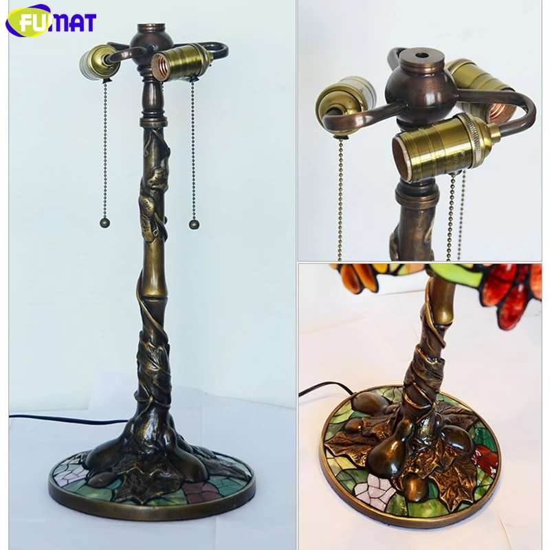 Fumat витражное стекло Тиффани Стиль настольная лампа Медь мозаика базы винограда