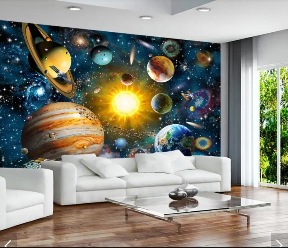 3D Hand Painting Space Universe Wallpaper Wall Mural Decals for Kids Boys Bedroom Home Decor Custom Carton Papers | Обустройство дома