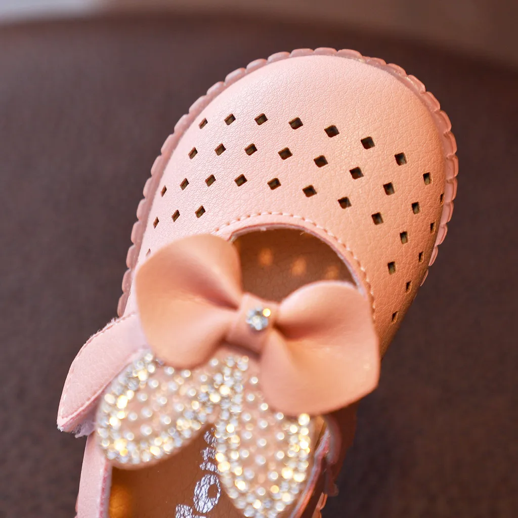 Детская обувь для малышей принцессы с вырезами и бантом Сандалии маленьких