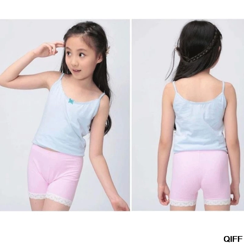 Популярные детские шорты для девочек Однотонные кружевные штаны безопасные с