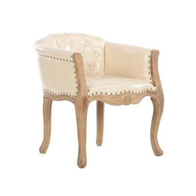 beige leather Европейский стиль стул для учебы американский кантри Ретро стиль твердой древесины простой обеденной стул кресло для отдыха - Цвет: beige leather