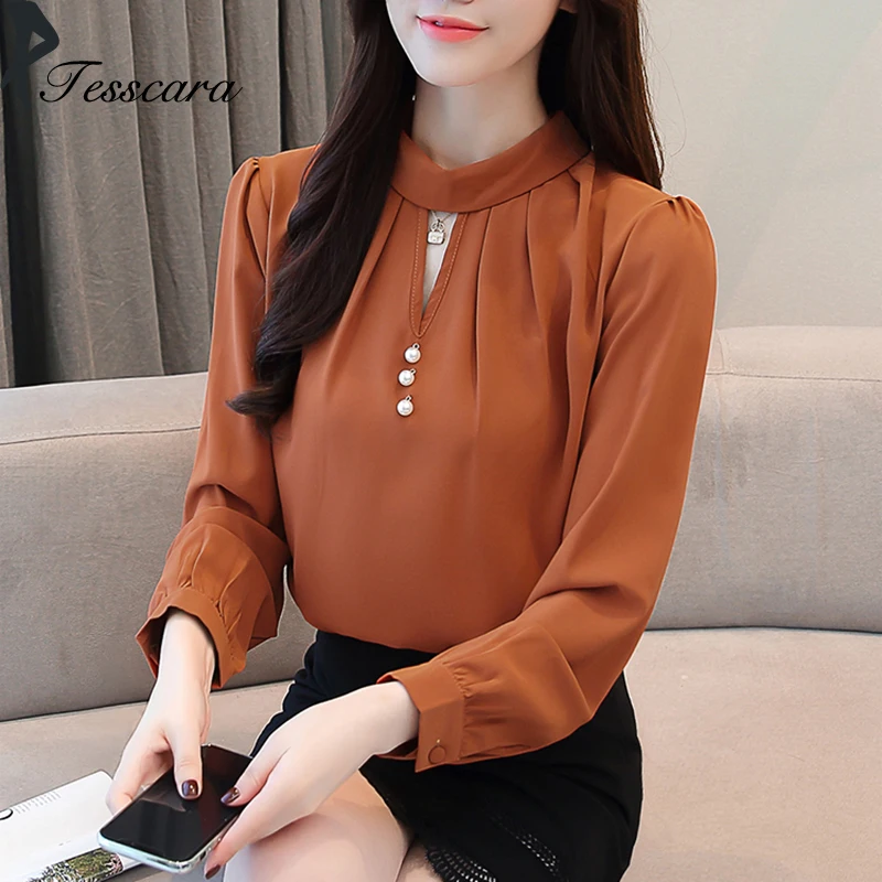 Женская шифоновая рубашка на весну и осень тонкий элегантный топ для офиса