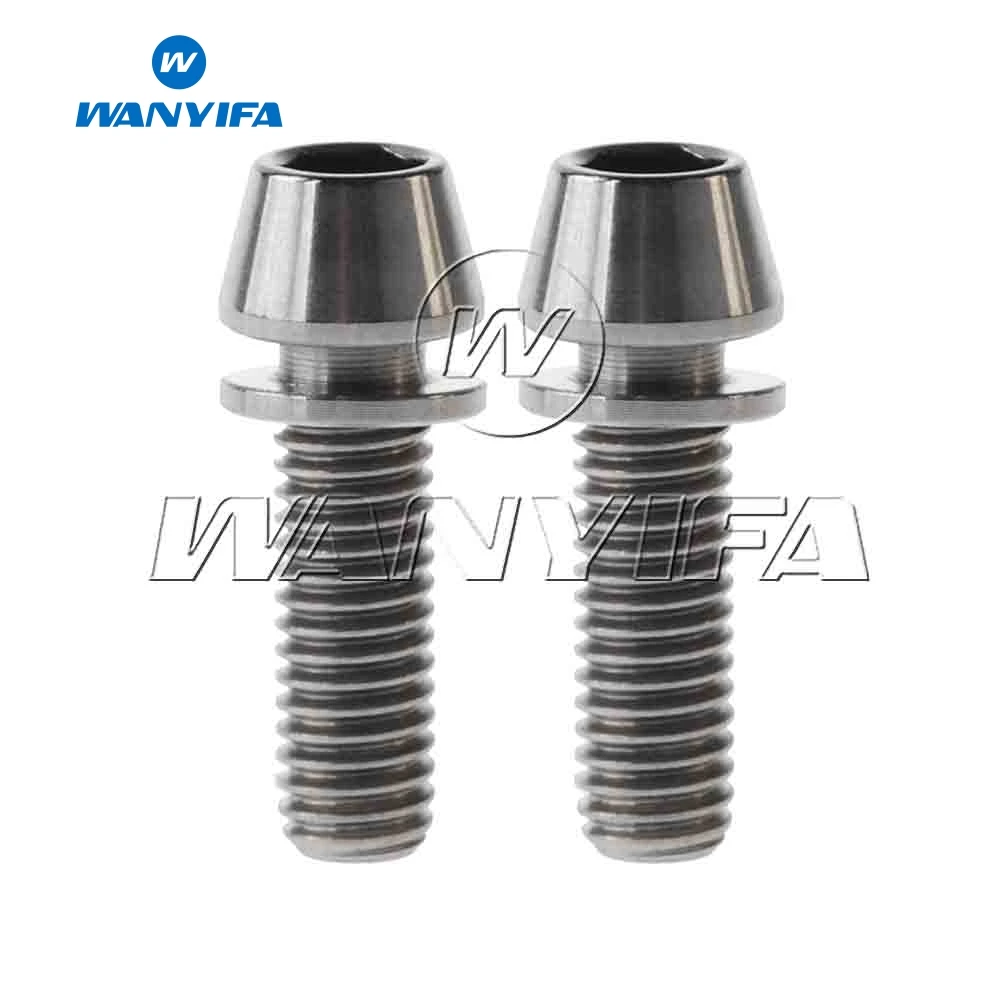 Титановый "Wanyifa" Ti болты M5x16mm для Велосипедный вынос руля шестигранного конические головки болта с прокладками, 2 шт