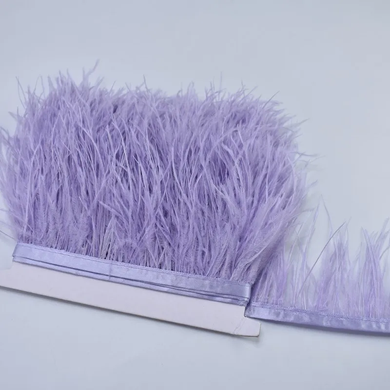 Light purple 1 м/лот, отделка из порошковой кожи, страусиное перо, 8-10 см, цветные перья, лента, рукоделие, шитье, сделай сам, платье, свадебное украшение - Цвет: Light purple