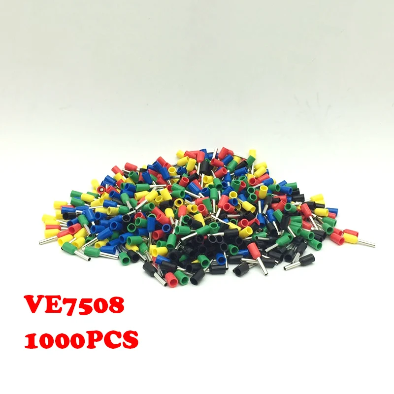 1000 шт. VE7508 20AWG медный обжимной соединитель изолированный штырьковый Концевой