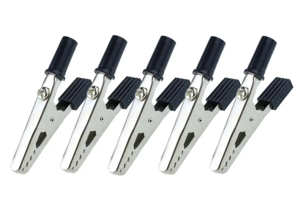 5pcs Black Изолированный зажим под крокодила, пластиковая ручка, кабель, тест, зарядный зажим, металлический зажим под крокодила, длина 52 мм - Цвет: 5pcs Black