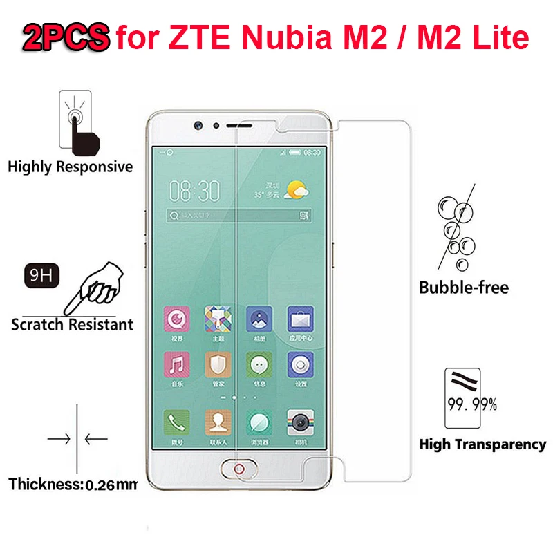 

2 Pcs For ZTE Nubia M2 / M2 Lite Tempered Glass 9H 2.5D Premium Screen Protector Film For ZTE Nubia M2 / M2 Lite m2lite 5.5"