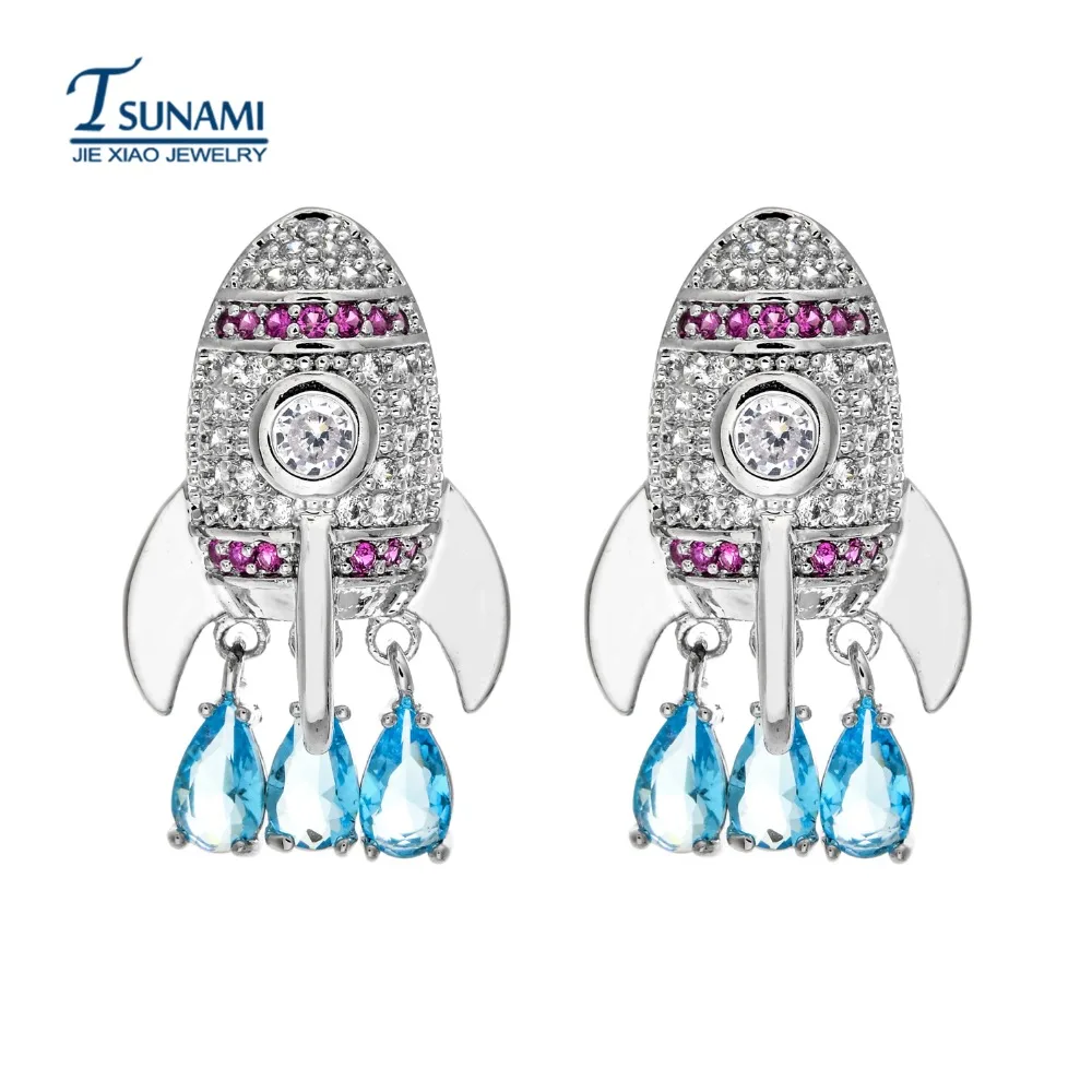 Высокое качество AAA ракета Цветной циркон серьги Идеальный четкость