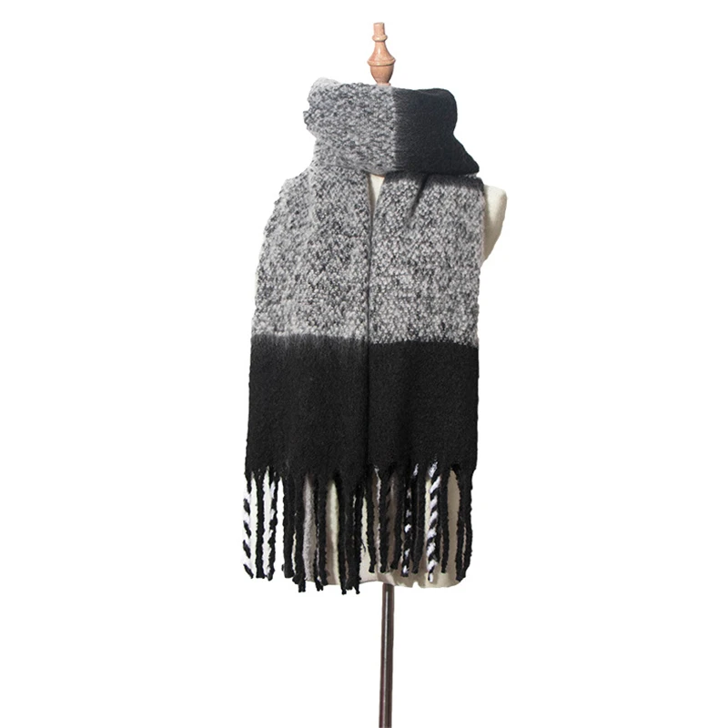 Autumn and winter British style Stitching tassel the New hot women's elegant generous simple temperament scarf |