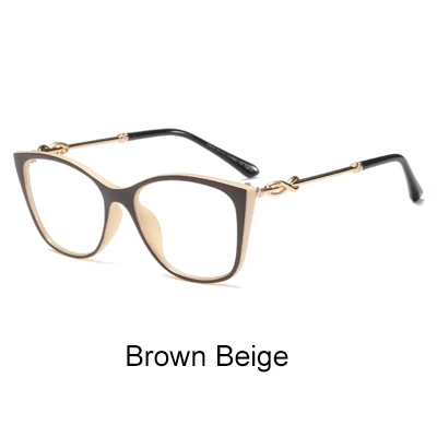 Brown Beige Ralferty винтажные очки оправа для женщин Кошачий глаз оправа оптические корректирующие очки при близорукости Ретро черный кошачий глаз очки F92159 - Цвет оправы: Brown Beige