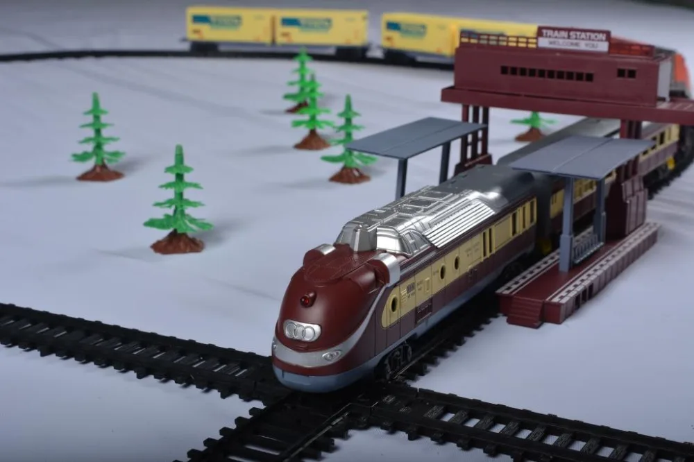 

2017 Children electric train set toy ultralong track with sound and light Retro Modern locomotive best kids toys boys gift