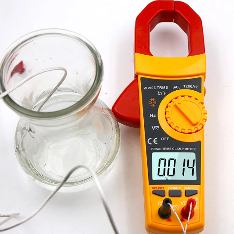 

VC903 clamp meter automatic range digital multimeter 1200A AC and DC uA level with temperature test