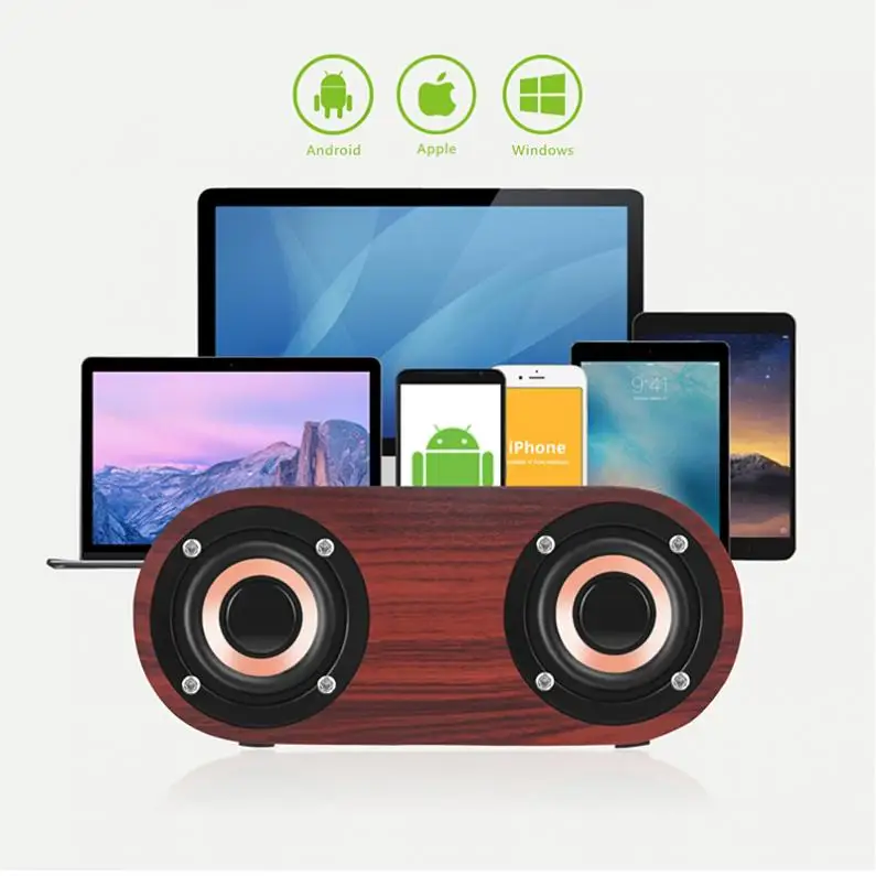 Q8 6 Вт деревянный двойной рог 4,2 Bluetooth беспроводной динамик поддержка AUX кабель подключения и TF карты воспроизведения для планшетных ПК/MP3