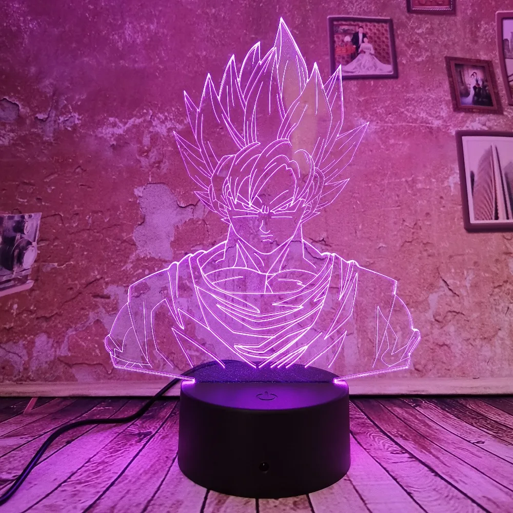 Cool Drgon Ball Son Goku 3D LED ночник 7 Авто Цвет Градиент Иллюзия USB для мальчиков Детский