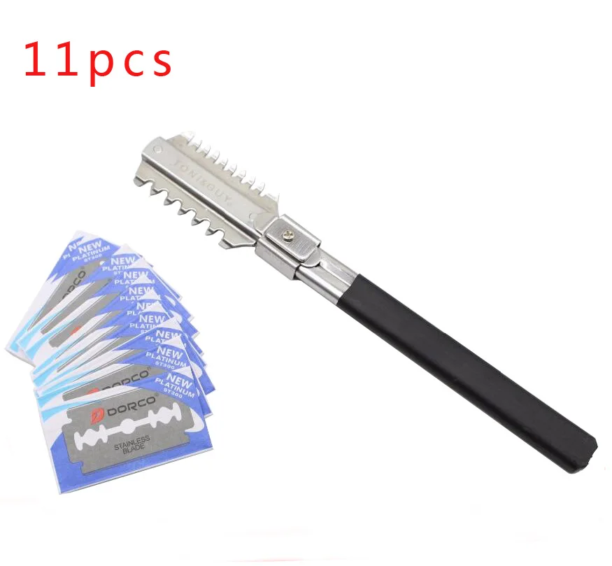 

1pc Super Hair Razor Comb Black Handle Hair Razor Cutting Home DIY Trimmer inside Stainless Steel Blade Holder Handle