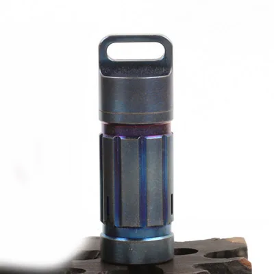 Синий Pure Titanium Waterproof Bottle Camping Survival Seal Bottle EDC Outdoor Tool - Цвет: Синий