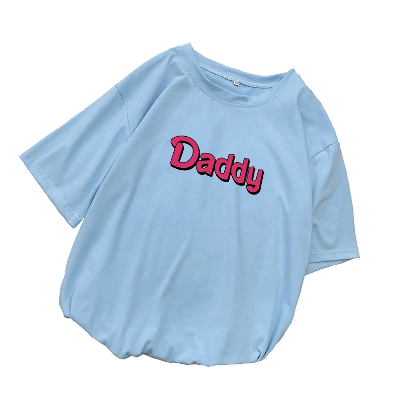 Женские футболки, летняя забавная футболка с надписью «DADDY», Harajuku, Повседневная Уличная одежда, кавайная рубашка большого размера, женская футболка