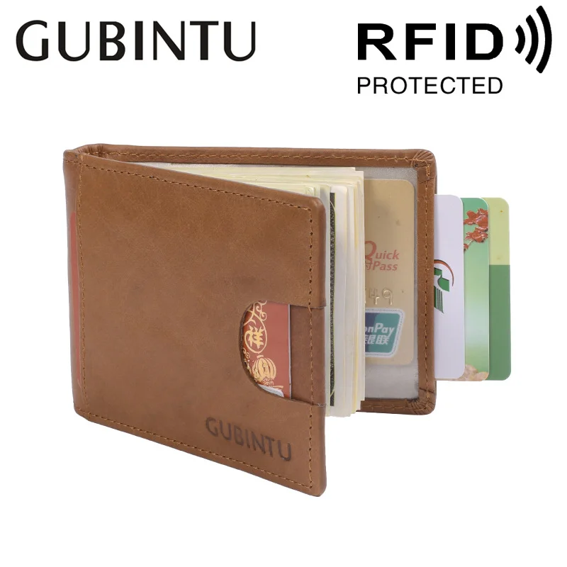 Мини-кошелек мужской из натуральной кожи с RFID-блокировкой и металлическим