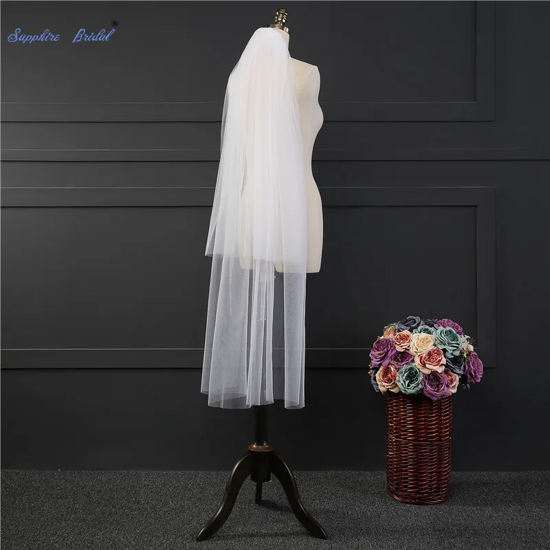 Сапфировая Фата свадебная 2019 новая простая Тюлевая белая невесты цвета слоновой