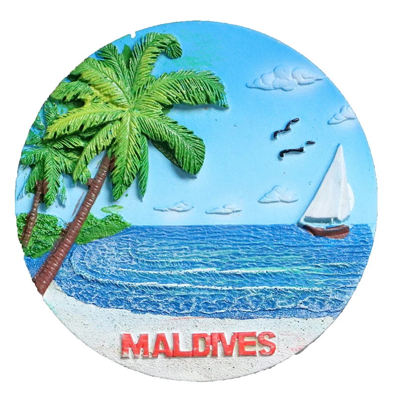Гавайские Maldives сувениры пляж Sunrise View смолы магнитный холодильник магнит путешествия кухня украшение дома холодильник стикер 3D