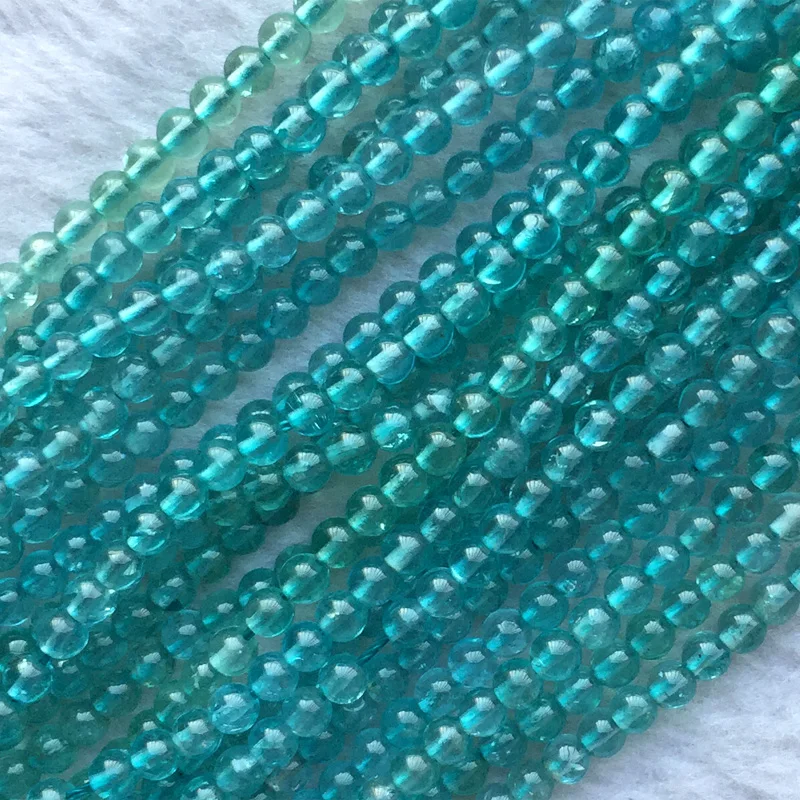 AAA High Quality Natural Genuine Clear Green Blue Apatite Fluorapatite Round Loose Gemstone Beads 15" 05722 | Украшения и