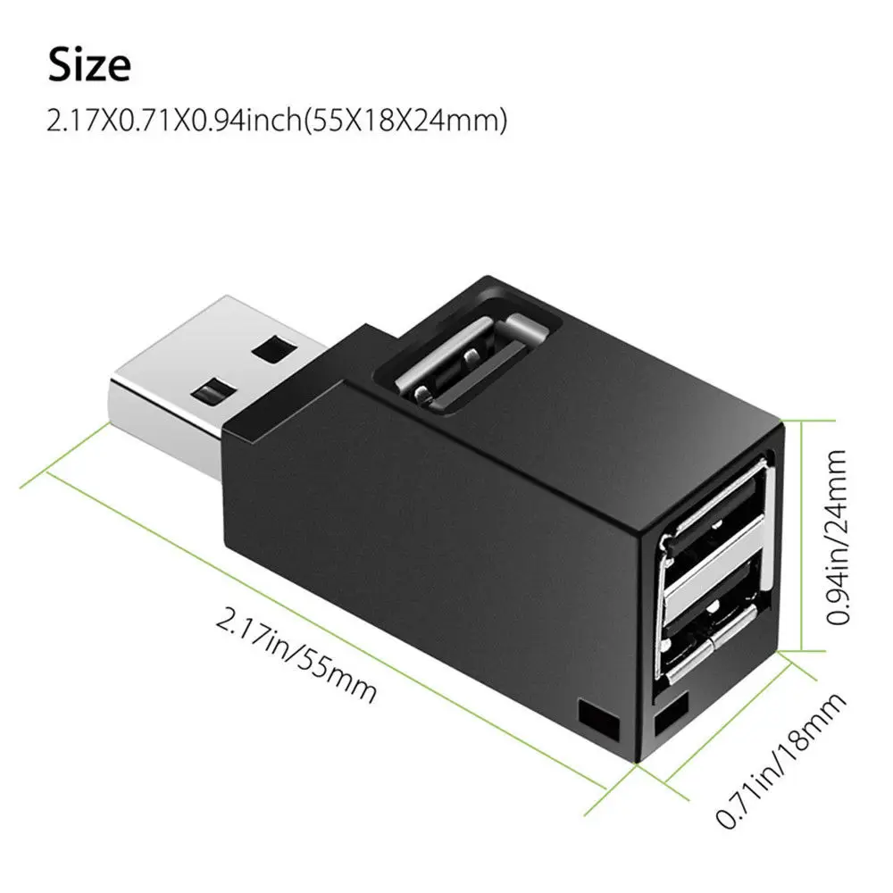 Портативный универсальный мини-концентратор с 3 портами USB 0 высокоскоростной