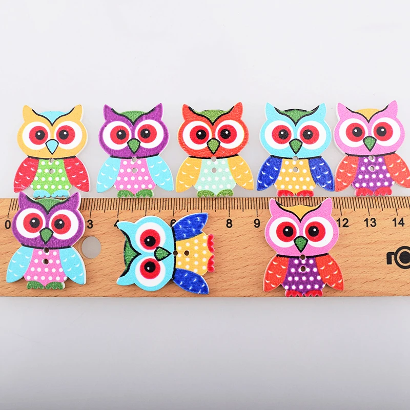 MoTiRo деревянные кнопки смешанные цвета серия Совы лоскутного