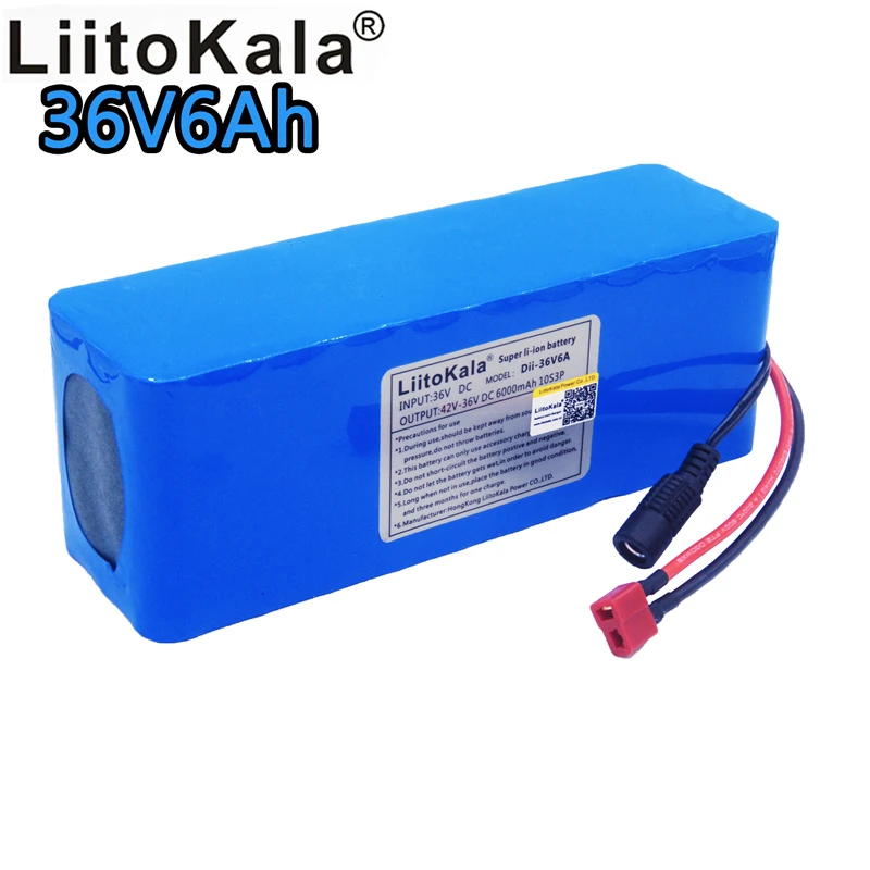 LiitoKala 36v6ah Электрический велосипед литий-ионный аккумулятор 18650 42V 6000mAh 10S3P большой емкости аккумулятор bms 500W перегрузки по току