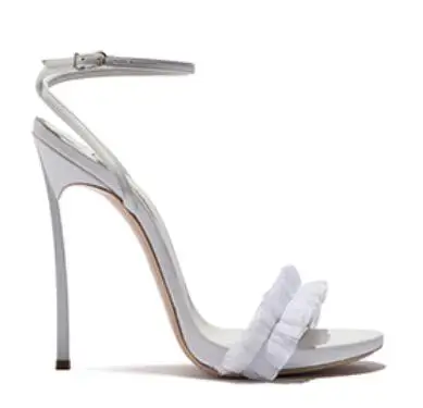white 8cm ; коллекция года; очаровательные женские свадебные босоножки на высоком каблуке 10 см с пряжкой; пикантные черные и белые сандалии с пряжкой на 10 см - Цвет: white 8cm