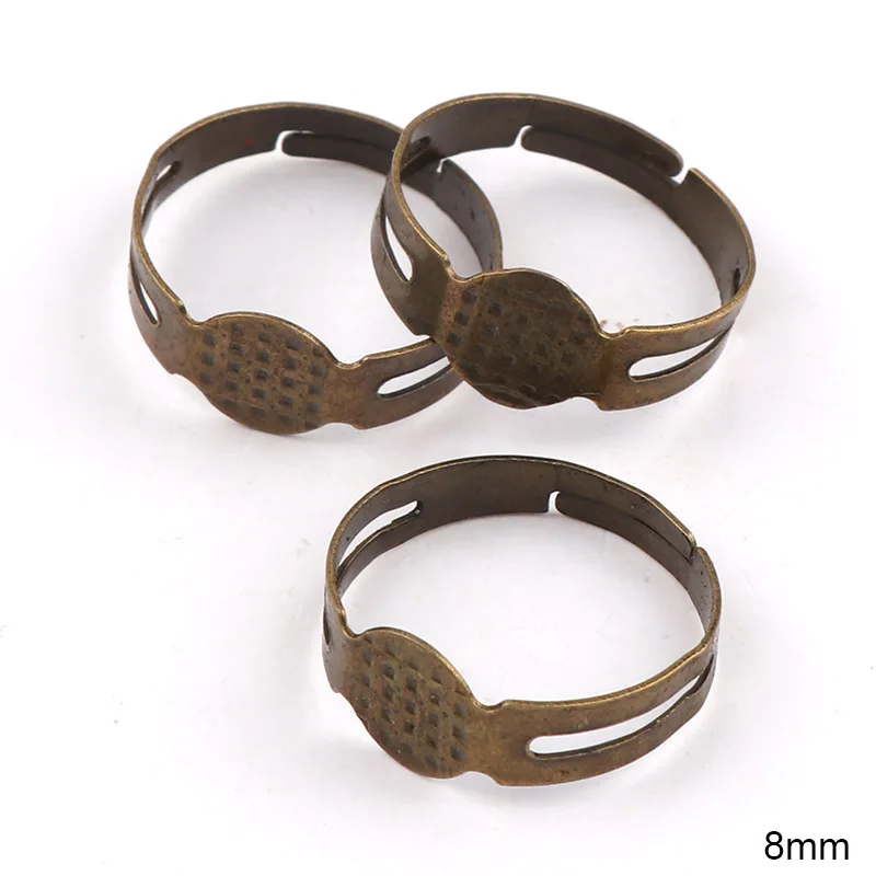 Antique Bronze 8 мм модные регулируемые кольца плоская накладка ободок украшение; Кабошон базы установка заготовок "сделай сам" кольцо оптовые поставки ювелирных изделий поиска - Цвет: Antique Bronze