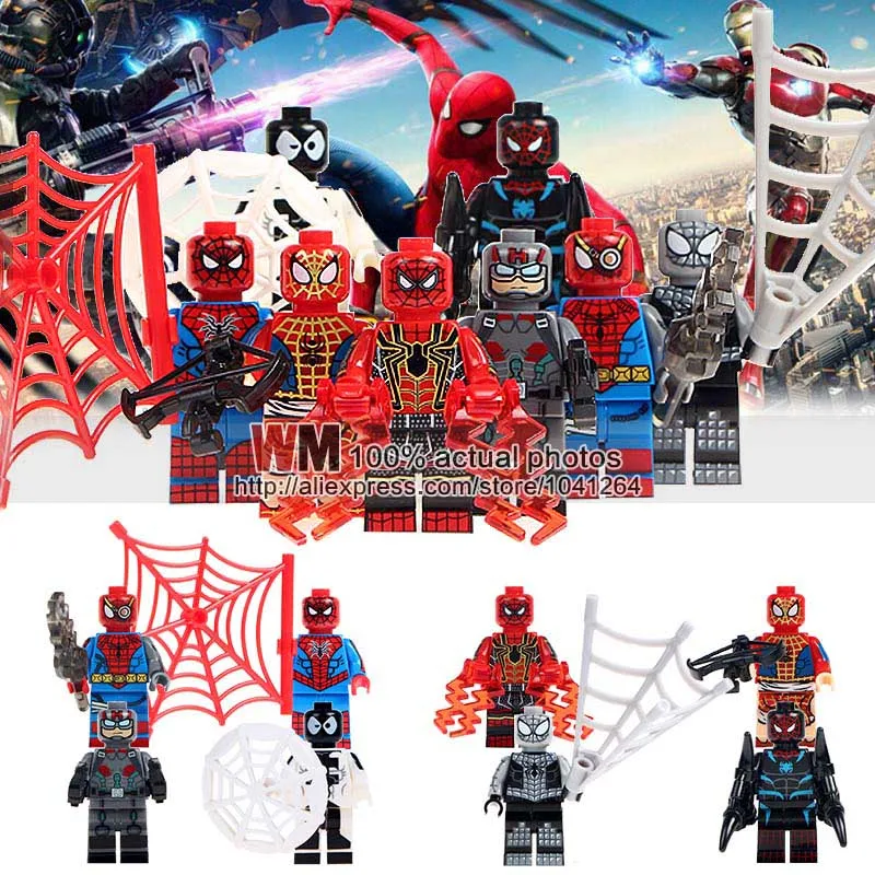 8 шт./партия SY674 Marvel Человек-паук Venom Carnage Железный Человек-паук 2099 Набор строительных блоков наборы Модель кирпича игрушки Человек-паук