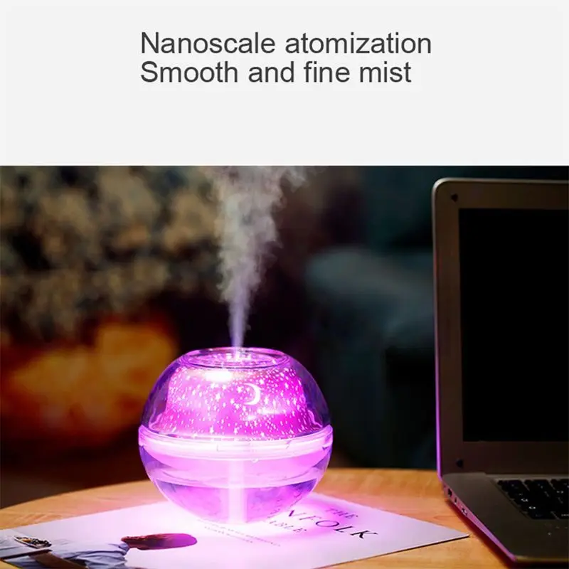 500ML Mini Magic Crystal Star Projection Air Humidifier Oil Diffuser Purifie Room Nebulizer LED Lamp Small Air Conditioning Home