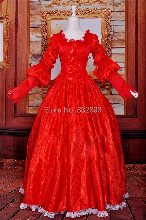 

Red Print Gothic Victorian Brocade Dress Ball Gown Steampunk Dress Cosplay Dresses All Size on Sale
