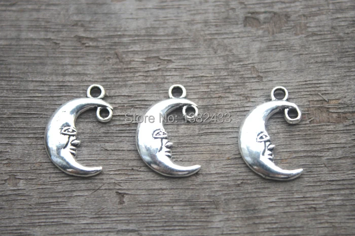 30 шт-человек в Луне Шарм античном стиле Серебряный тон полумесяц ночное небо 19 мм