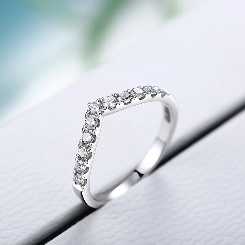VS G F Solid 14k White Gold Engagement Ring Wedding Band Moissanites Anniversary Party Fine Jewelry V Shape Classic Brilliant | Украшения и