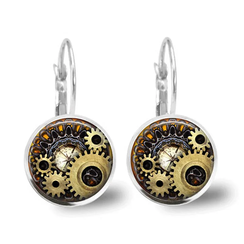 Винтажные серьги ручной работы очаровательный стеклянный купол кабошон серьга в