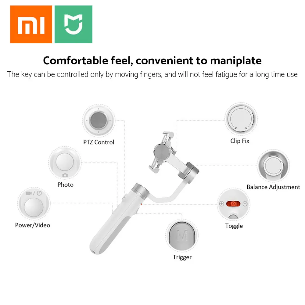Новое прибытие экшн камера Xiaomi стабилизатор Мини SJYT01FM 3-осевой ручной шарнирный стабилизатор для камеры GoPro 5000 мА/ч, Батарея для активных видов спорта Камера и телефона Mix 2/2 S