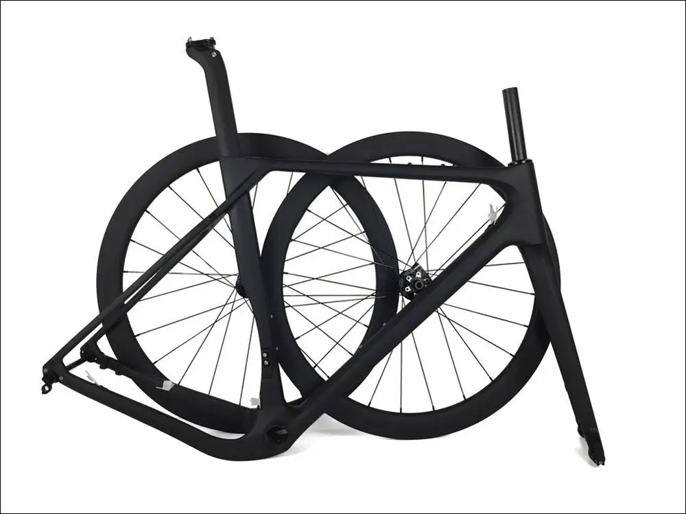 Frameset And Wheels Гравий Велокросс велосипедные рамы из углеродного волокна, 700* 40C гравий Велокросс велосипедные карбоновые колеса через ось 142*12 мм - Цвет: Frameset And Wheels