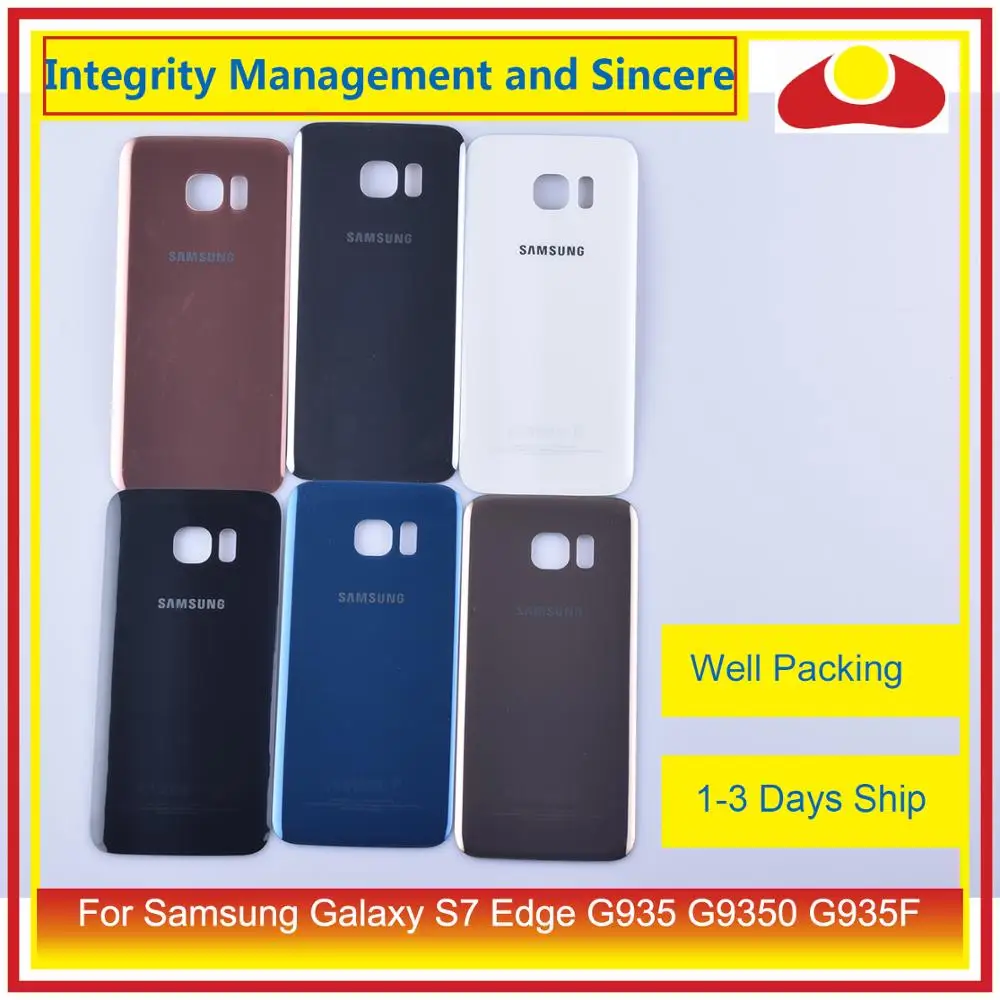 10 шт./лот для Samsung Galaxy S7 Edge G935 G9350 G935F SM корпус батарейного отсека задняя стеклянная
