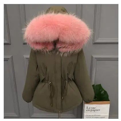 Army Green 19 Утепленное теплое зимнее пальто для женщин, большой размер, настоящий натуральный мех, белый пуховик на утином пуху, пальто, верхняя одежда с капюшоном, Женская куртка SF1111 - Цвет: Army Green 19