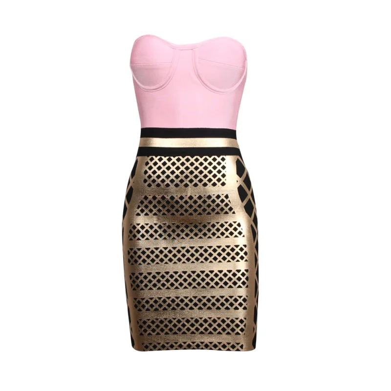 Женское Бандажное платье в стиле пэчворк красное и Золотое элегантное для