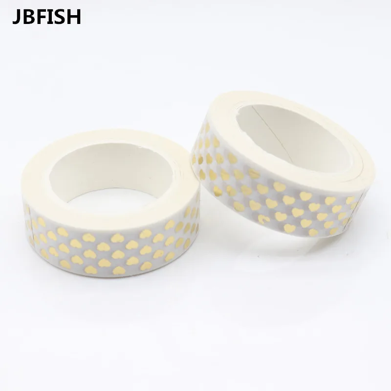 JBFISH высокое качество Золотая фольга 10 м бумажная лента в горошек и сердце дизайн