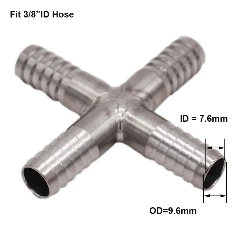 Крестообразный штуцер из нержавеющей стали для шланга 1/4 дюйма 3/8 1/2 фурнитура