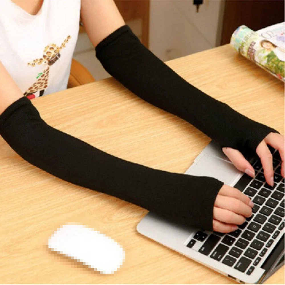 

Hot Sale 1 Pair Lady Fingerless Cotton Blends Long Gloves Business Winter Warm Arm Sleeve Mitten Sun Hand Protection HighQuality