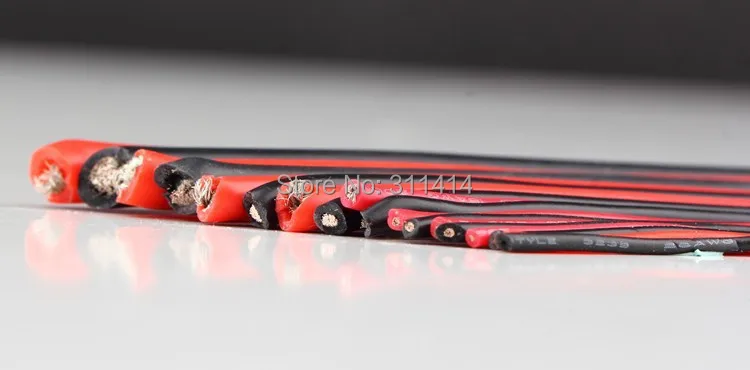 1 метр красный + Черный силиконовый провод 12AWG 14AWG 16AWG 22AWG 24AWG термостойкий мягкий