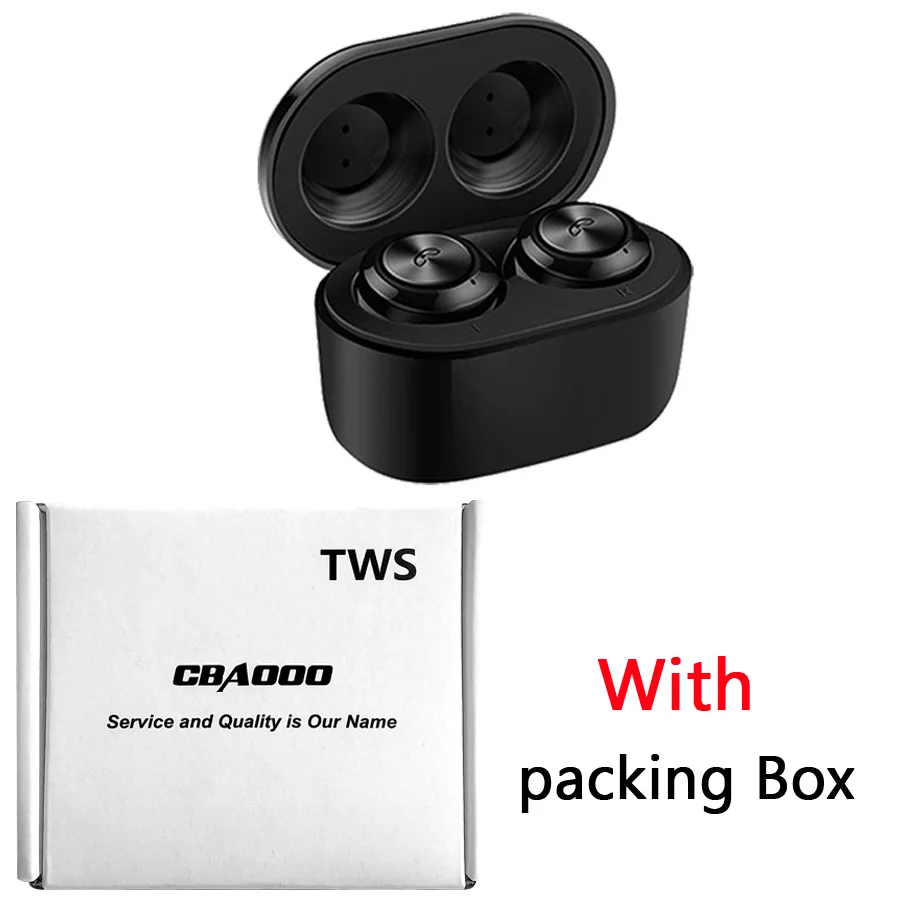 CBAOOO TWS Bluetooth 5,0 наушники-вкладыши Спортивные Беспроводные наушники IPX5 Водонепроницаемый Bluetooth мини гарнитура стерео наушники с микрофоном - Цвет: Black